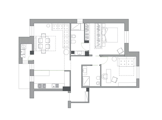 Planimetria arredata appartamento, architetto online StudioExnovo Roma