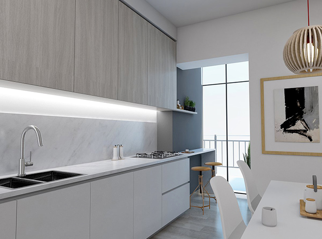 Cucina appartamento diviso dall'architetto online StudioExnovo Roma